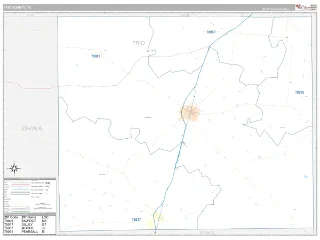 Frio County, TX Classic style ZIP Code wall map