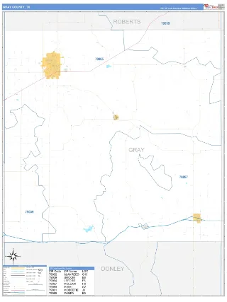 Gray County, TX Business Reference style ZIP Code wall map