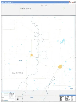 Hansford County, TX Business Reference style ZIP Code wall map
