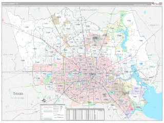 Harris County, TX Classic style ZIP Code wall map