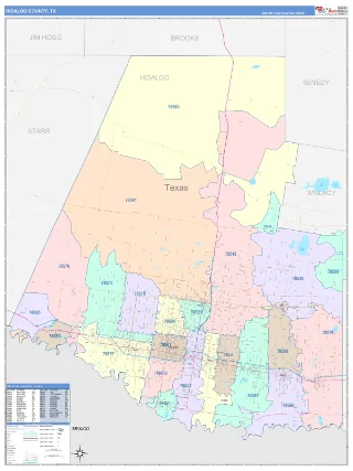 Hidalgo County, TX ColorCast style ZIP Code wall map