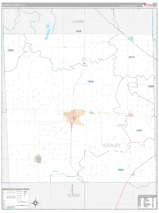Hockley County, TX Classic style ZIP Code wall map