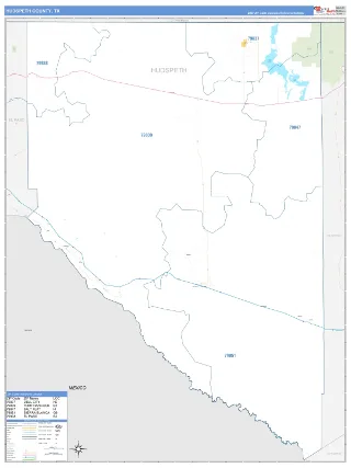 Hudspeth County, TX Business Reference style ZIP Code wall map