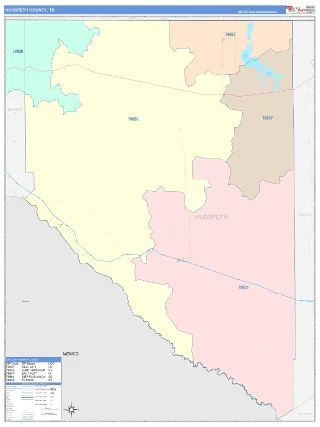 Hudspeth County, TX ColorCast style ZIP Code wall map