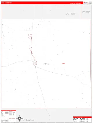 King County, TX RedLine style ZIP Code wall map