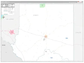 Kinney County, TX Classic style ZIP Code wall map