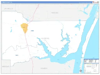 Kleberg County, TX Business Reference style ZIP Code wall map