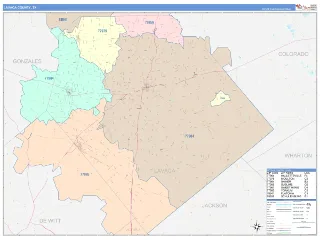 Lavaca County, TX ColorCast style ZIP Code wall map