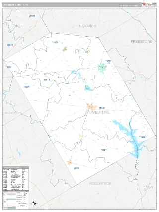 Limestone County, TX Classic style ZIP Code wall map