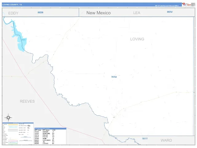 Loving County, TX ZIP Code Wall Map, Business Reference style