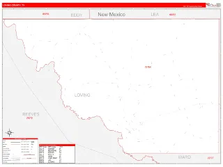 Loving County, TX RedLine style ZIP Code wall map