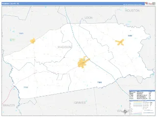 Madison County, TX Business Reference style ZIP Code wall map