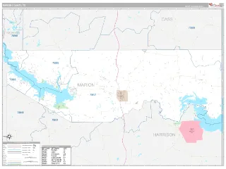 Marion County, TX Classic style ZIP Code wall map