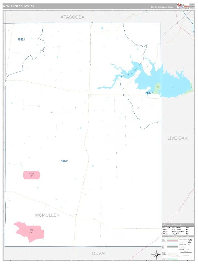 McMullen County, TX ZIP Code Wall Map, Classic style