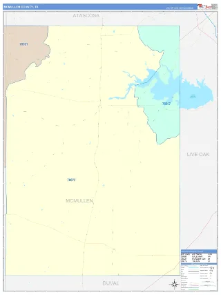 McMullen County, TX ColorCast style ZIP Code wall map