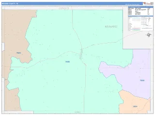 Menard County, TX ColorCast style ZIP Code wall map
