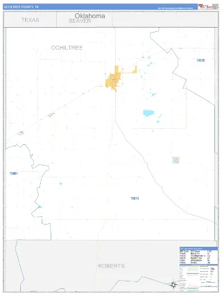 Ochiltree County, TX Business Reference style ZIP Code wall map