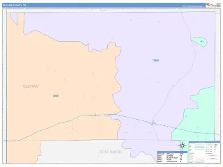 Oldham County, TX ColorCast style ZIP Code wall map