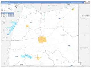 Panola County, TX Business Reference style ZIP Code wall map