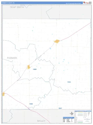 Parmer County, TX Business Reference style ZIP Code wall map