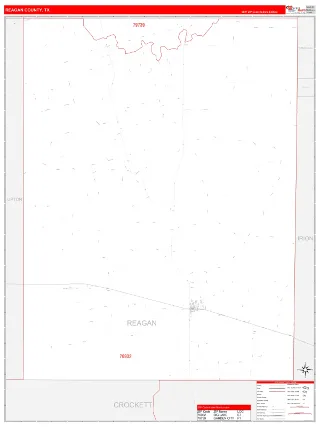 Reagan County, TX RedLine style ZIP Code wall map
