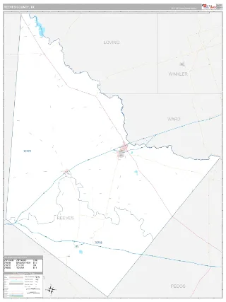 Reeves County, TX Classic style ZIP Code wall map