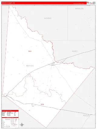 Reeves County, TX RedLine style ZIP Code wall map