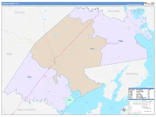 Refugio County, TX ColorCast style ZIP Code wall map