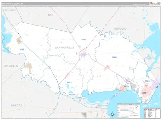 San Patricio County, TX Classic style ZIP Code wall map