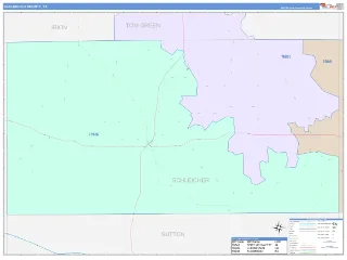 Schleicher County, TX ColorCast style ZIP Code wall map