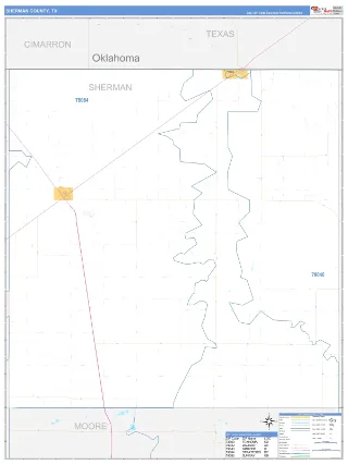Sherman County, TX Business Reference style ZIP Code wall map