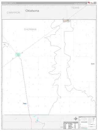 Sherman County, TX Classic style ZIP Code wall map