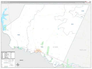 Starr County, TX Classic style ZIP Code wall map