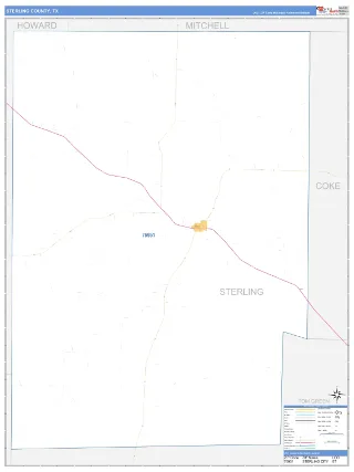 Sterling County, TX Business Reference style ZIP Code wall map