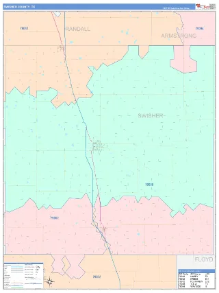 Swisher County, TX ColorCast style ZIP Code wall map