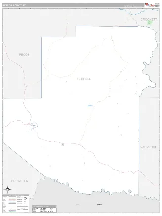 Terrell County, TX Classic style ZIP Code wall map