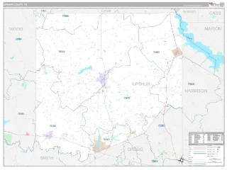 Upshur County, TX Classic style ZIP Code wall map