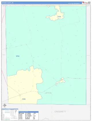 Upton County, TX ColorCast style ZIP Code wall map