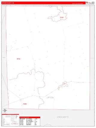 Upton County, TX RedLine style ZIP Code wall map