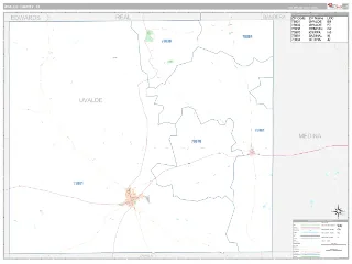 Uvalde County, TX Classic style ZIP Code wall map