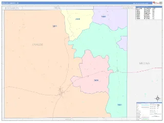 Uvalde County, TX ColorCast style ZIP Code wall map