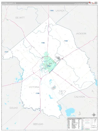 Victoria County, TX Classic style ZIP Code wall map
