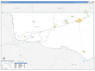 Ward County, TX Business Reference style ZIP Code wall map