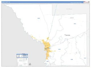Webb County, TX Business Reference style ZIP Code wall map