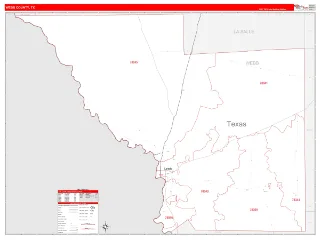 Webb County, TX RedLine style ZIP Code wall map