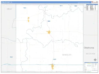 Wheeler County, TX Business Reference style ZIP Code wall map