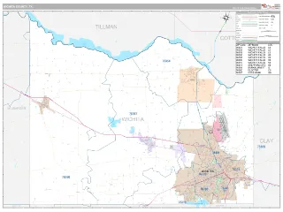 Wichita County, TX Classic style ZIP Code wall map