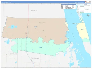 Willacy County, TX ColorCast style ZIP Code wall map