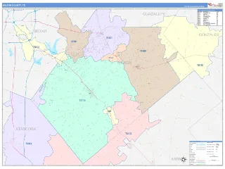 Wilson County, TX ColorCast style ZIP Code wall map