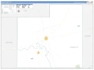 Winkler County, TX Business Reference style ZIP Code wall map